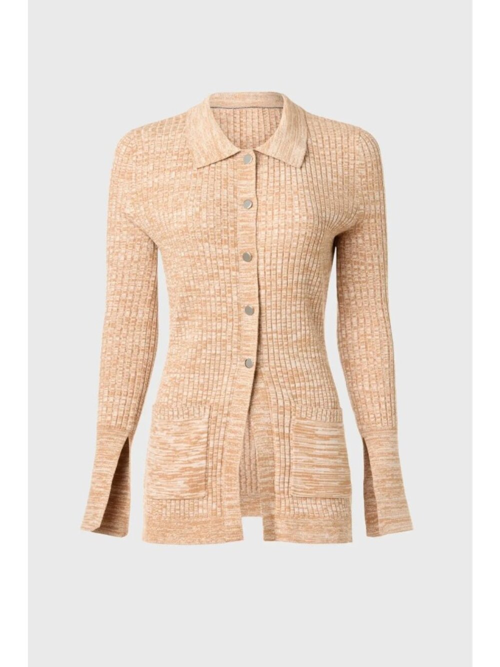 Hugo Boss Funeo Women's Wool Blend Ribbed Long Cardigan Sweater Brown M EUC